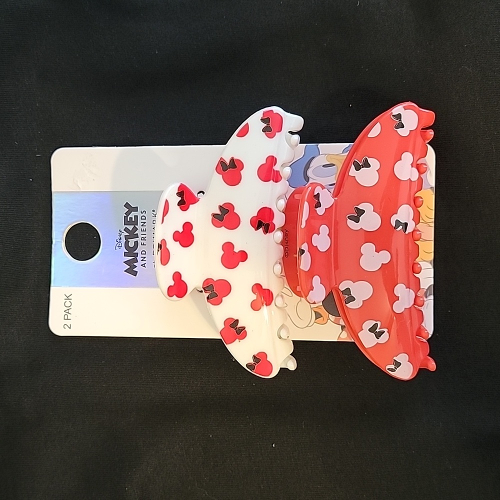 NWT! Disney Mickey Minnie Mouse Claw Hair Clips 2 pack 2 piece set